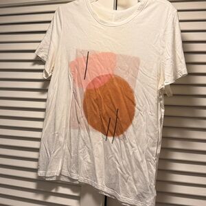 a new day White Tee with Pink and Orange Design